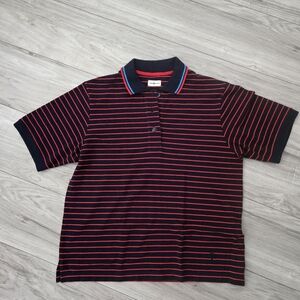 Tory Sport Navy and Red Striped Polo -Size M -100% Cotton